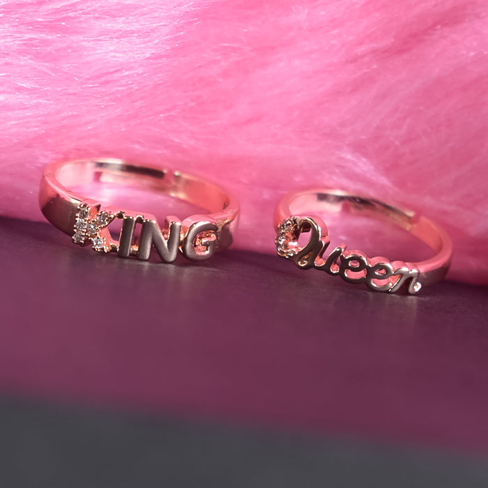 King and Queen Gold-Plated Rings Set