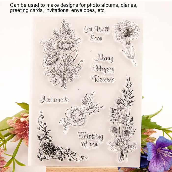 Reusable Rubber Stamp, TPR Stamp DIY Accessories Good Stamping Effect DIY Transparent Stamp Stick Repeatedly for Envelope for Diary for Invitation Letter Photo Album Decoration for Paper Crafts (Mix Design / 1 Set)