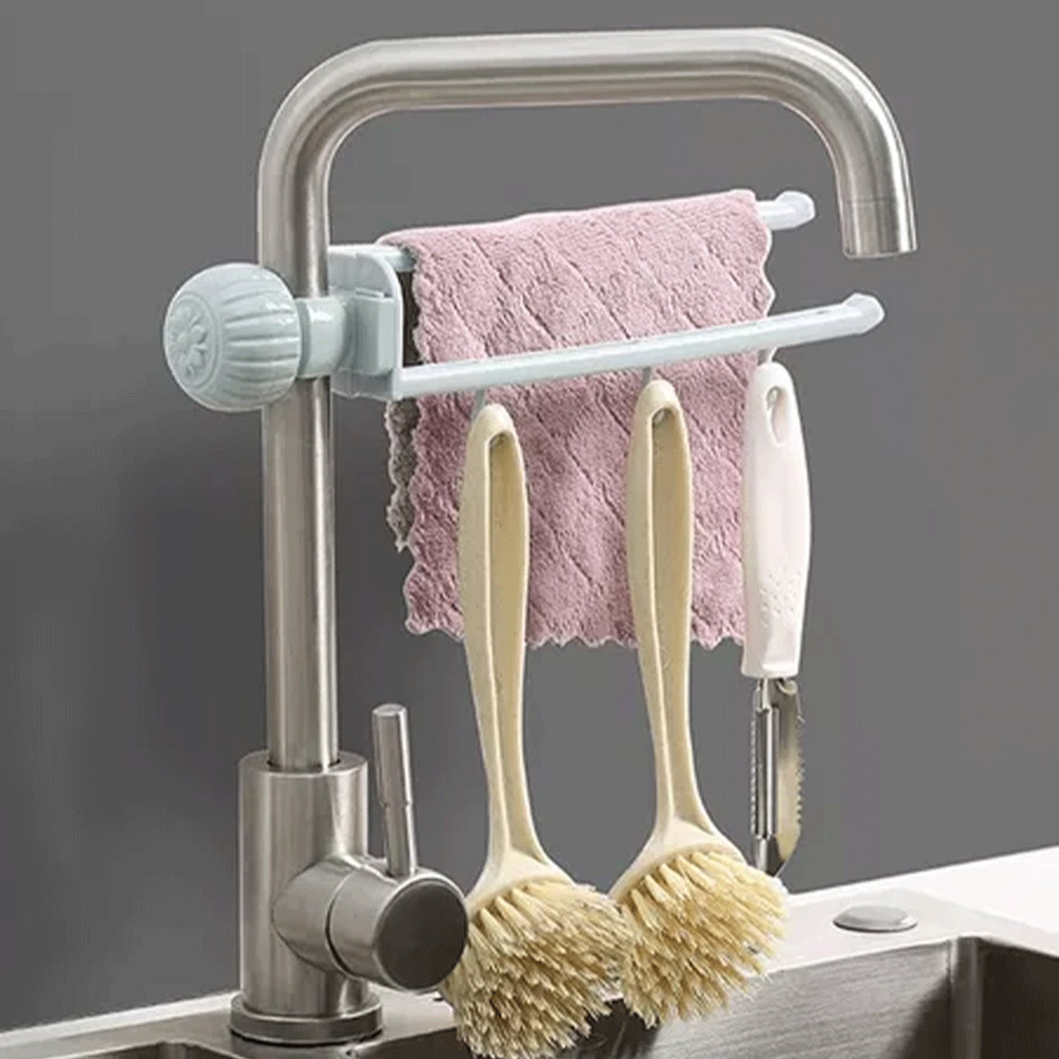 Hanging storage rack for cleaning tools on faucet