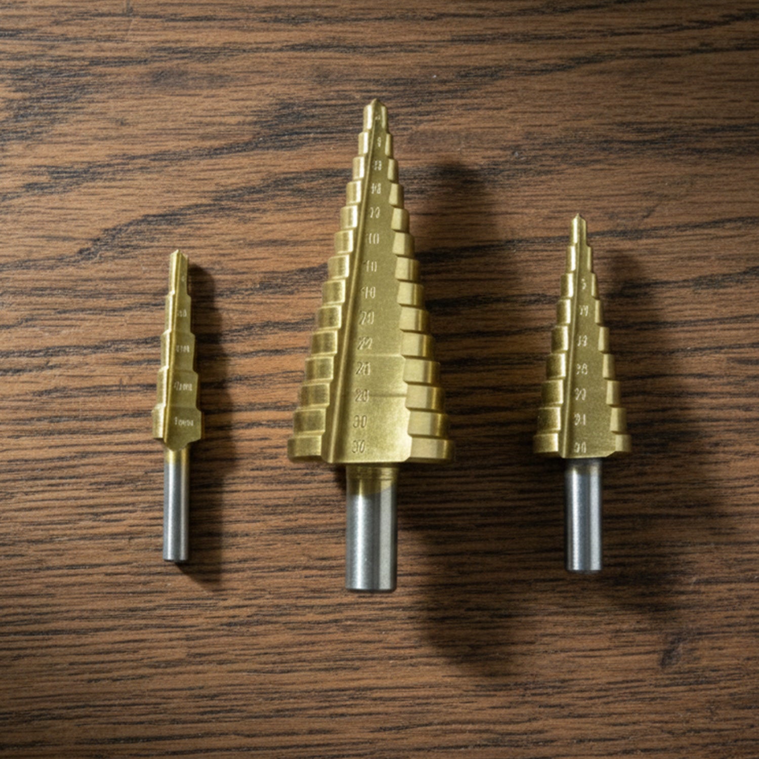 Titanium coated HSS steel step drill bits in set