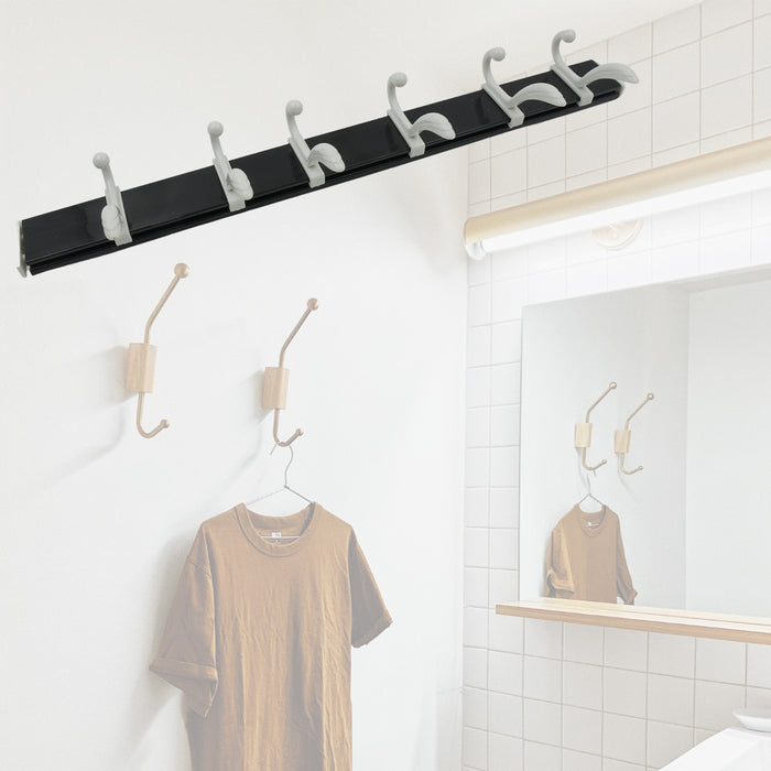7572 Cloth hanger, Wall Door Hooks Rail for Hanging Clothes for Hanging Hook Rack Rail, Extra Long Coat Hanger Wall Mount for Clothes, Jacket, Hats, 6 Hook With Eco-friendly Liquid Adhesive Glue