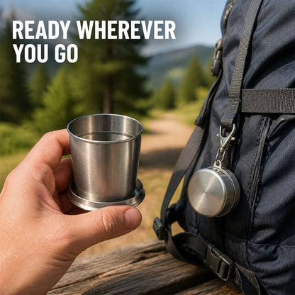 Folding Camping Cup – Stainless Steel Portable with Keychain | hydrozilla