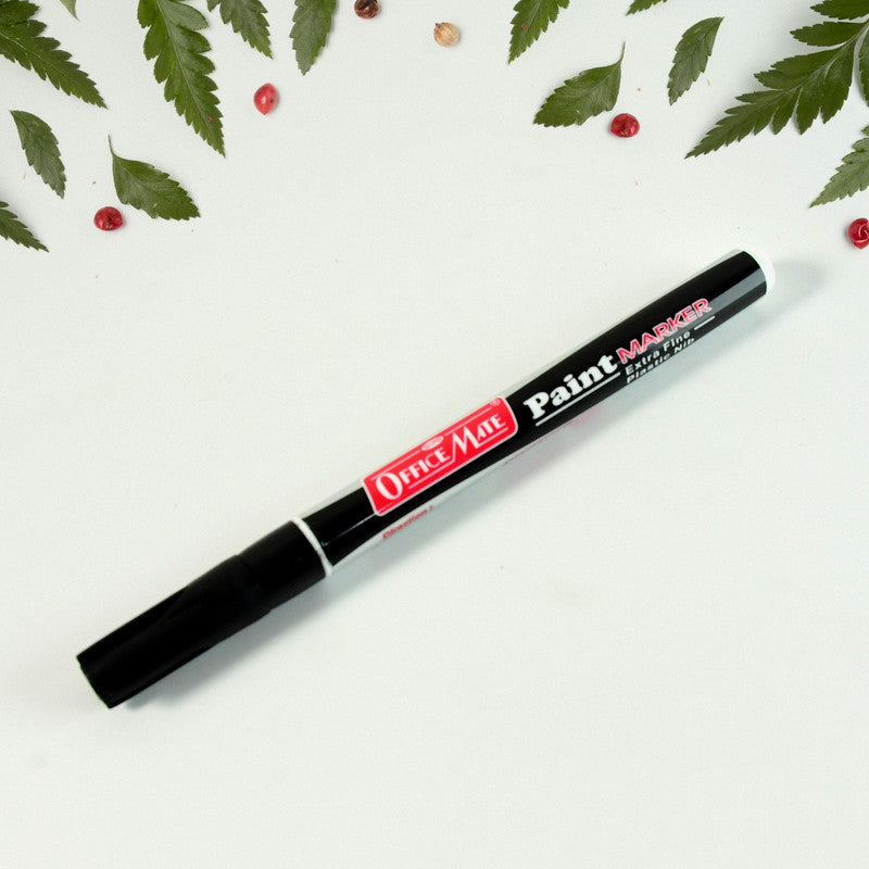 Office Mate Paint Marker – Black Colour Extra Fine Plastic Nib