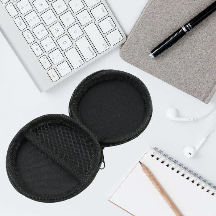 Cute Round Earphone Carrying Case - Multi-Use Pocket Pouch for Headphones, Cables, Coins, Airpods & More