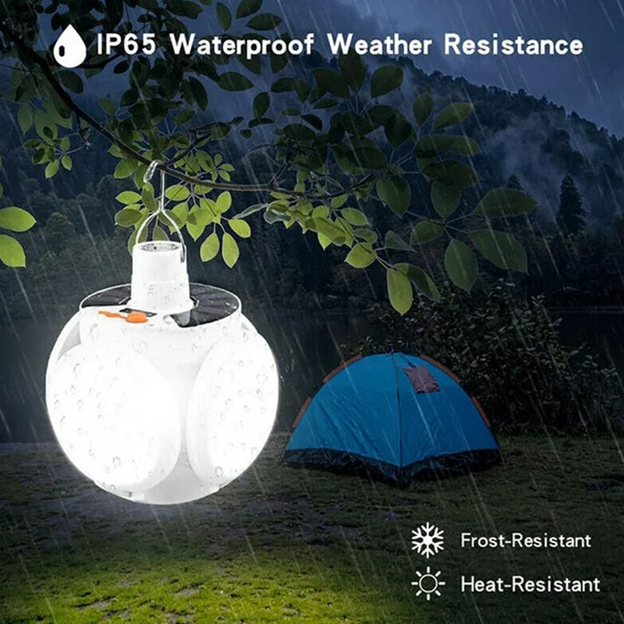 Solar Multi-Functional Emergency LED Light Bulb with USB Charging, LED camping lamp, camping lamp, USB rechargeable, 5 brightness light modes, foldable camping light, SOS IP65 waterproof camping light, blackout emergency equipment, camping gadgets