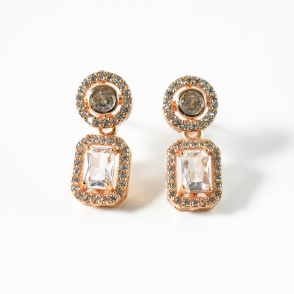Elegant Rectangular CZ Stone Drop Earrings for Women