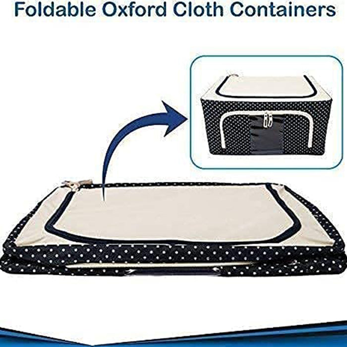 Foldable Steel Frame Clothes Living Storage Organizer Handled Bag Box for Large Size Bedding, Blankets, Women Saree, Toys & Cloth Storage Box / Bag (66 Liter)