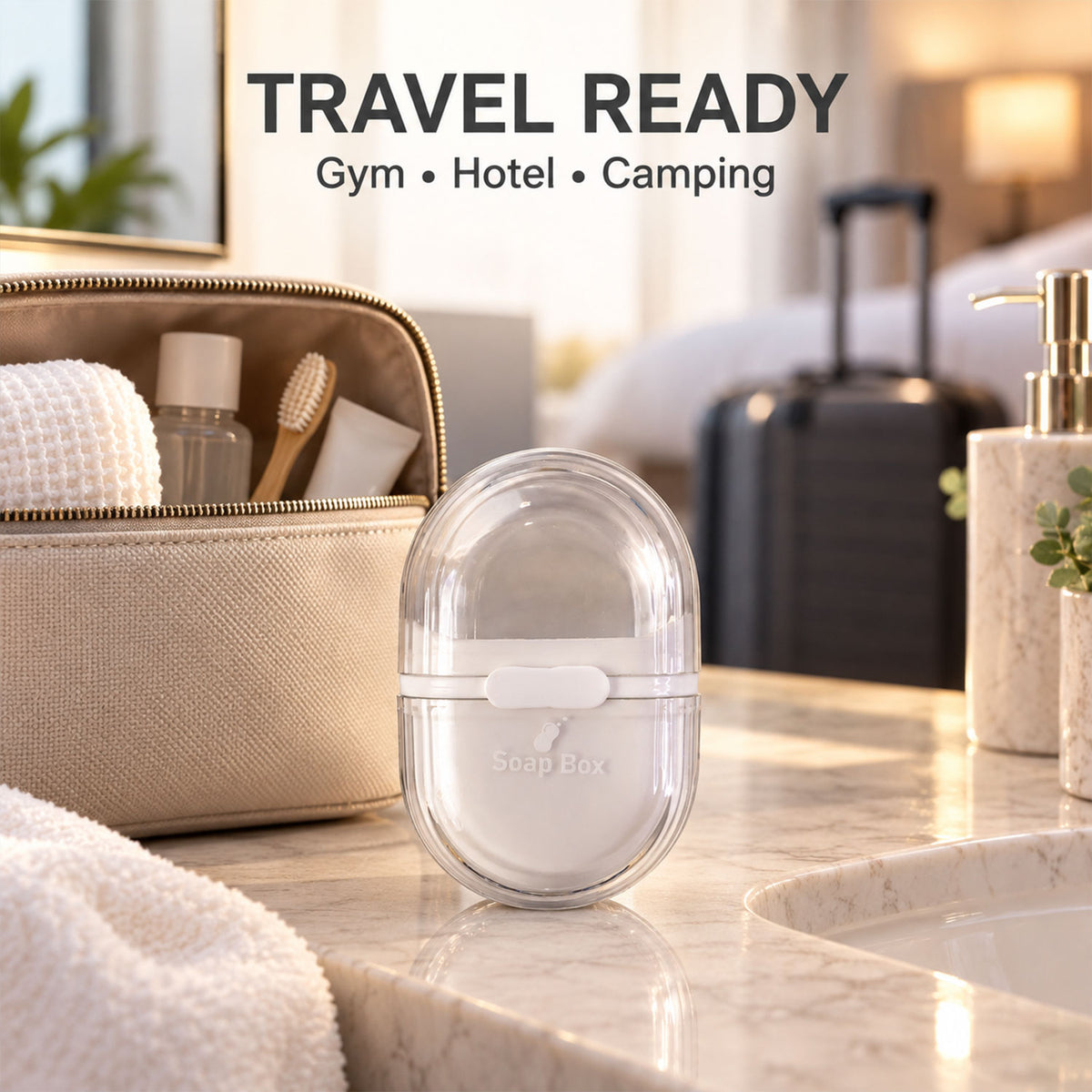 Plastic Travel Soap Case with Slide Lock and Removable Tray for Toiletries (1 Pc)