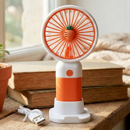 Cooling handheld fan with USB charging