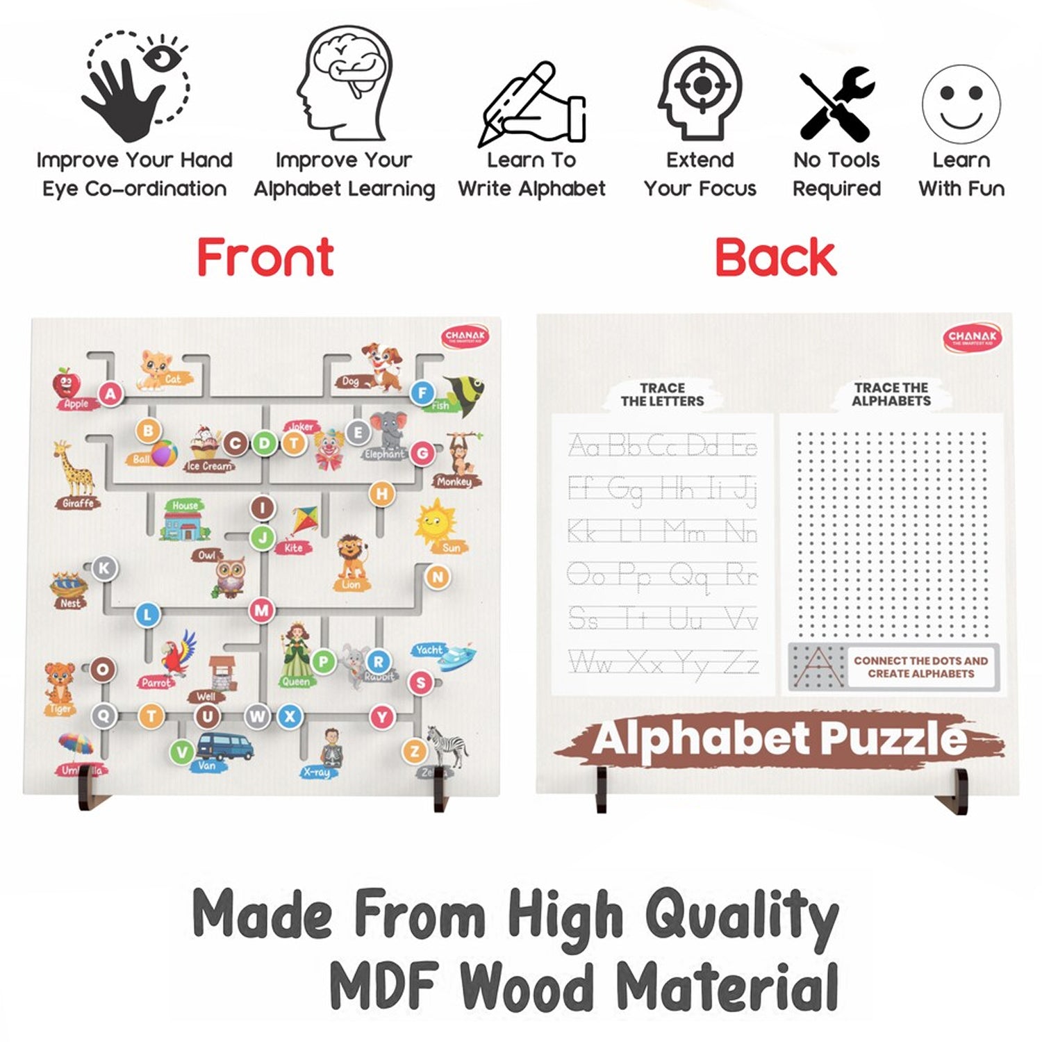 Alphabet Puzzle for Kids | Tracing & Learning Board with Animal Illustrations