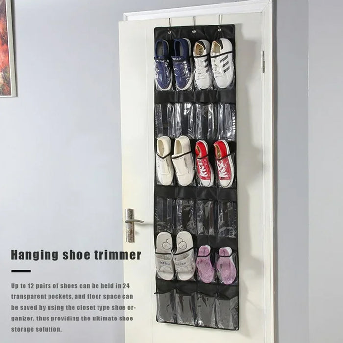 24 Grid Over the Door Shoe Organizer Rack Hanging Storage Space Saver (1 Pc)