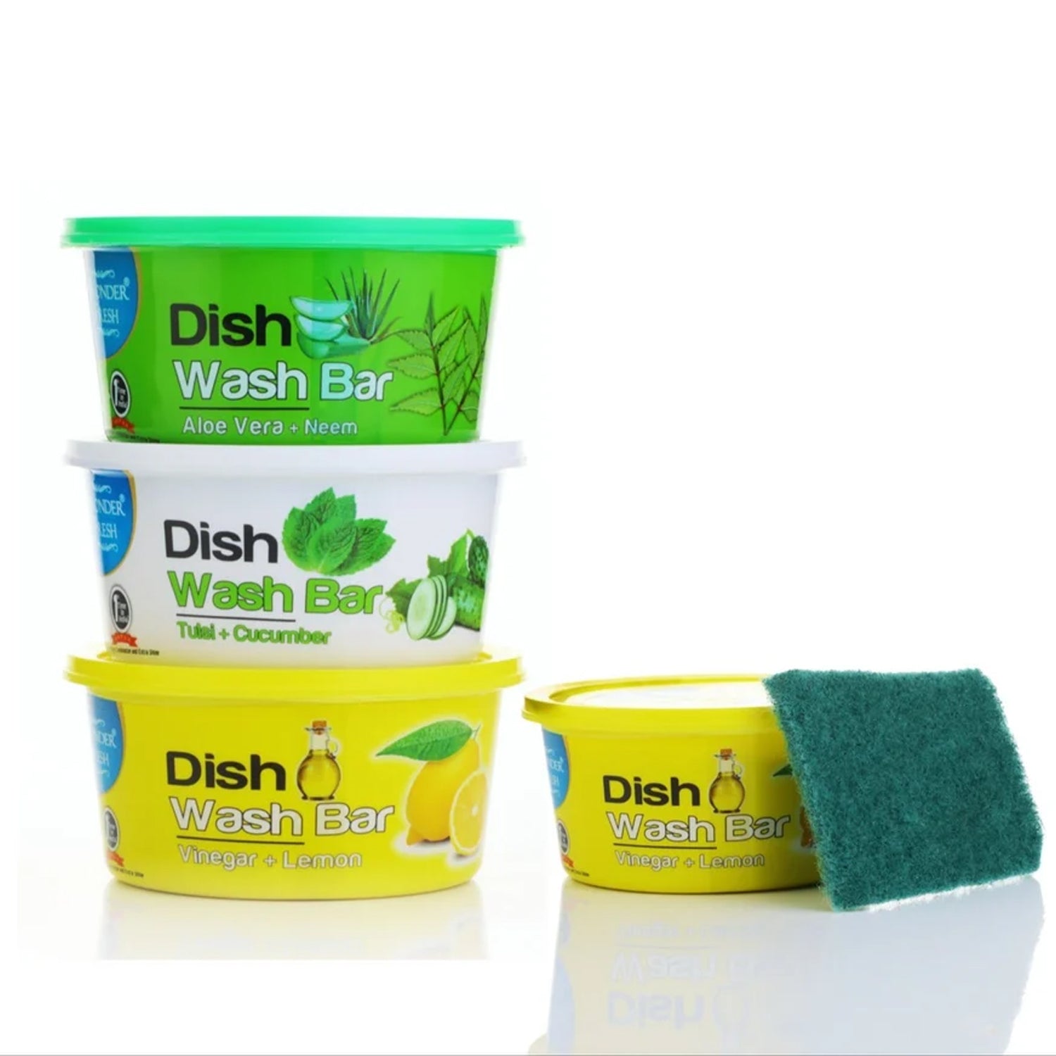 Fresh Mix Flavor Round Dishwash Bar With Super Scrubber Free Complete Dishwashing Solution, Tough Stains Remover (350 Gm)