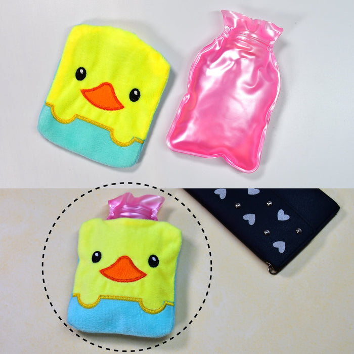 6524 Yellow Duck design small Hot Water Bag with Cover for Pain Relief, Neck, Shoulder Pain and Hand, Feet Warmer, Menstrual Cramps.
