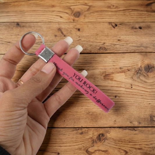 Silicone strap keychain with inspirational quote