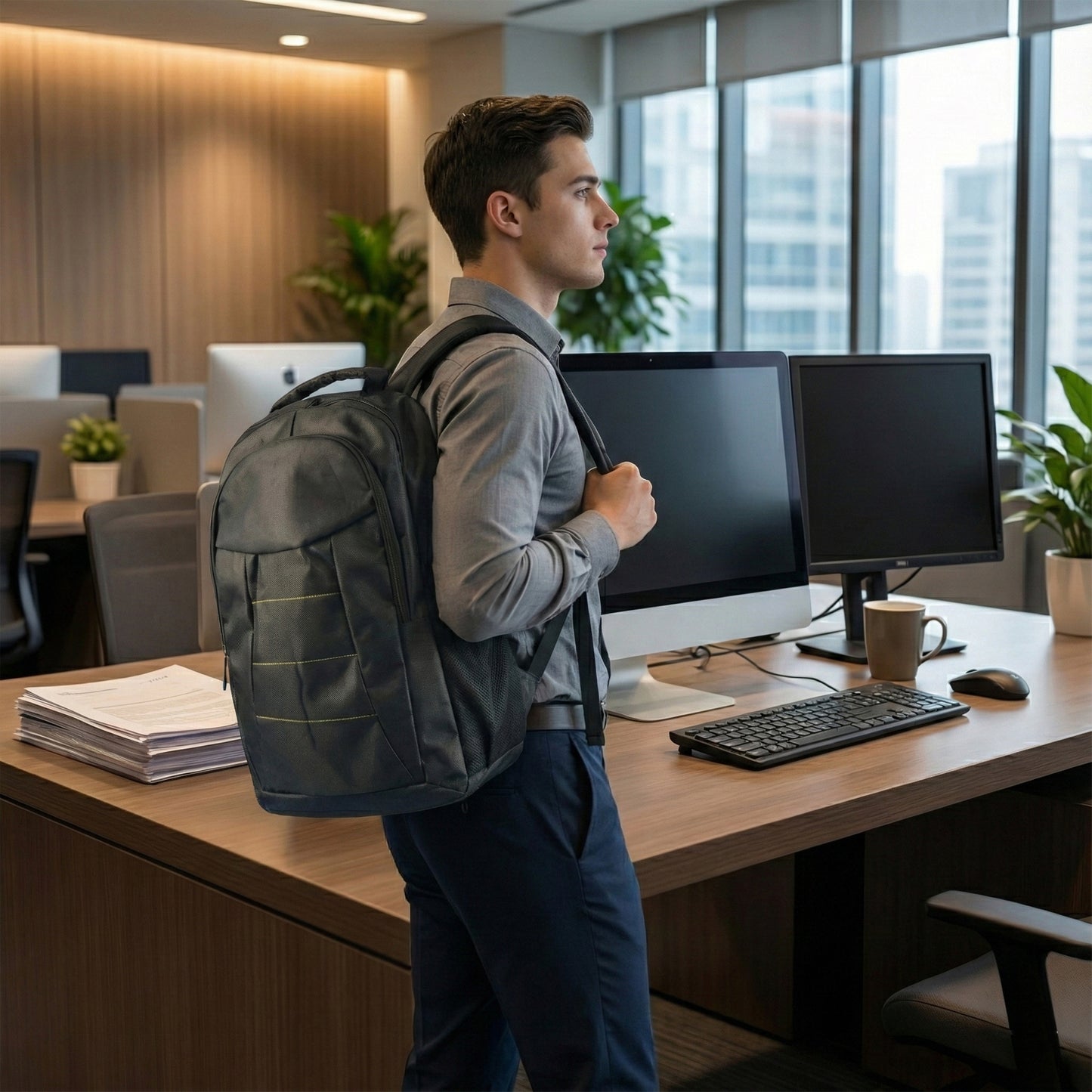 लैपटॉप बैग एडजस्टेबल शोल्डर स्ट्रैप और स्टोरेज पॉकेट के साथ, हल्का, जल प्रतिरोधी, यात्रा के अनुकूल बैग