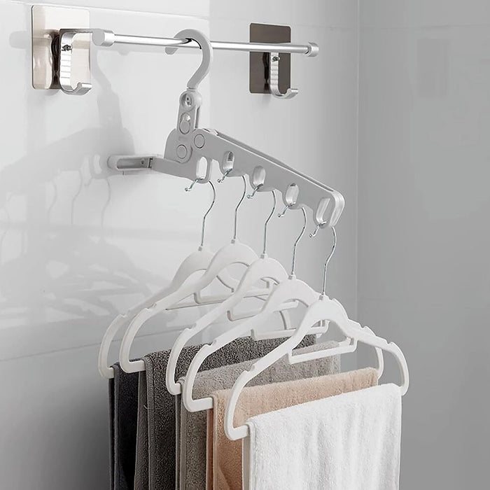 5 holes foldable clothes Hanger, travel clothes hanger, multifunctional clothes hanger, space-saving wall holder, clothes rack, robust clothes hanger for travel, indoors.