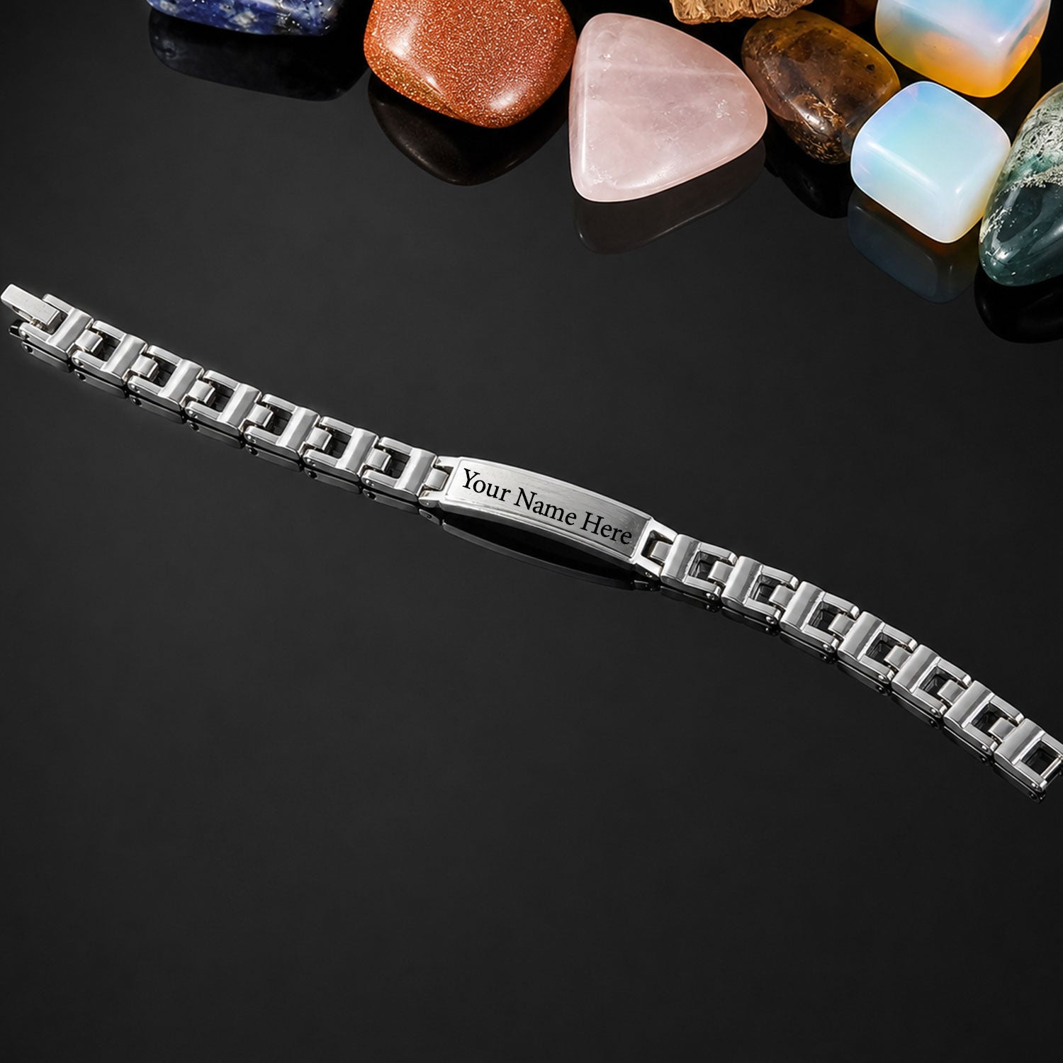Customized Name Engraved Silver Plate Link Chain Bracelet (1 Pc)