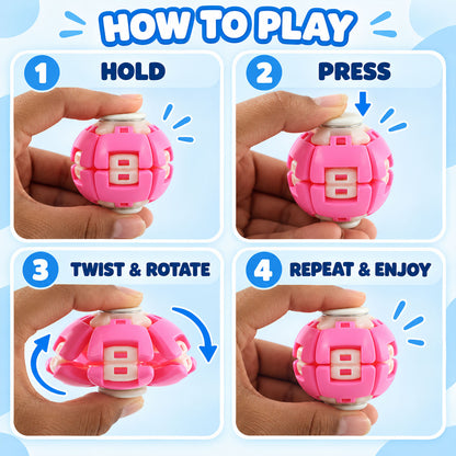 Detailed view of transforming spinner flat ball.