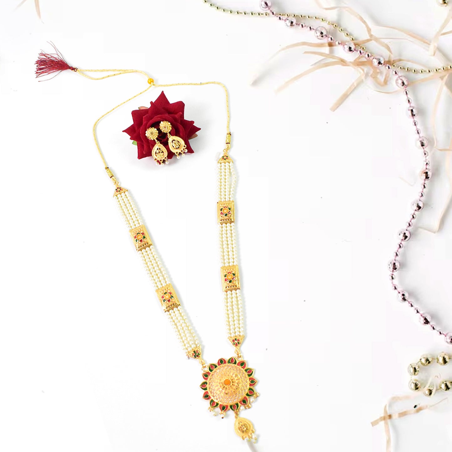 Elegant Moti Necklace Set - Timeless Pearl Beauty