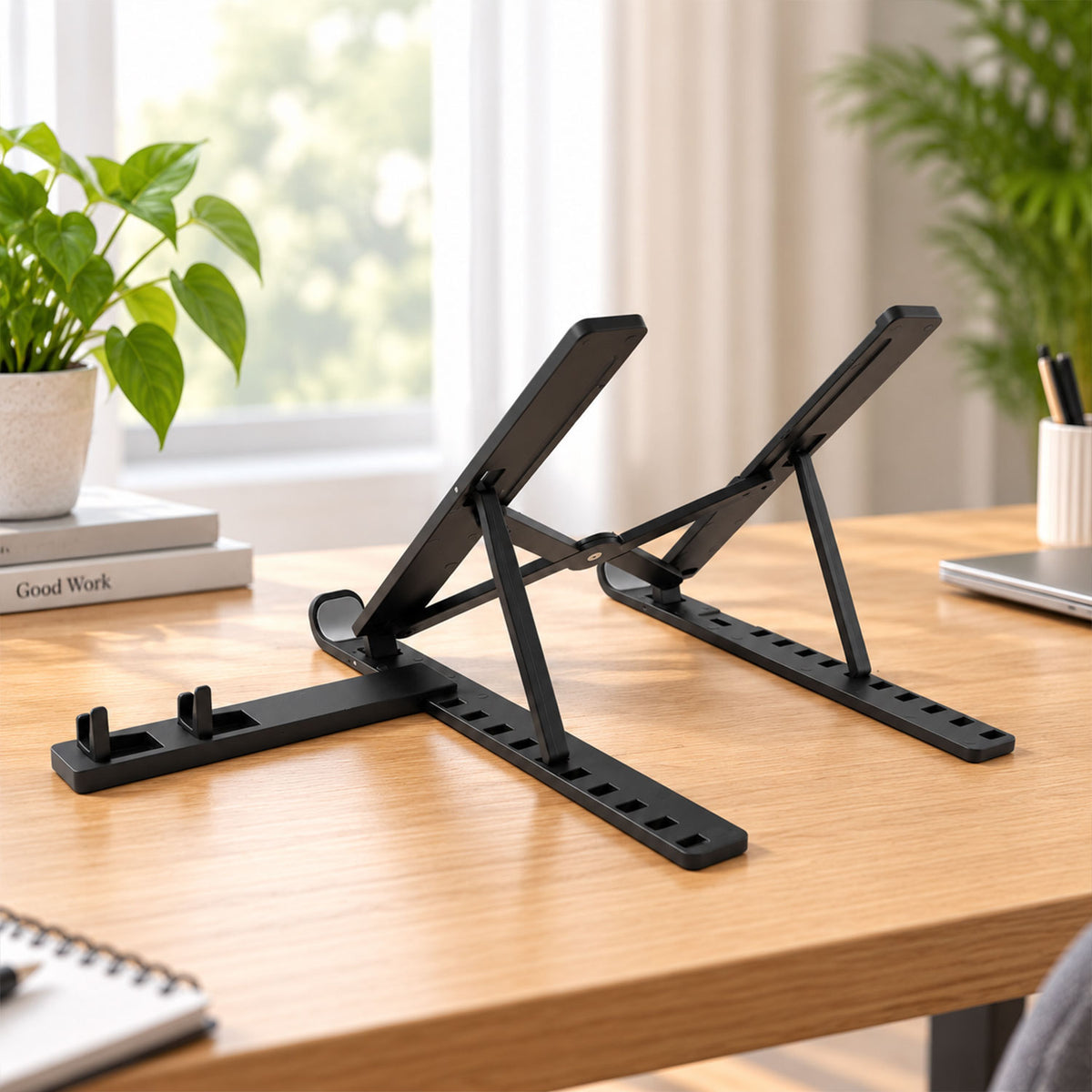 Foldable Adjustable Laptop Stand with Mobile Holder (1 Pc)