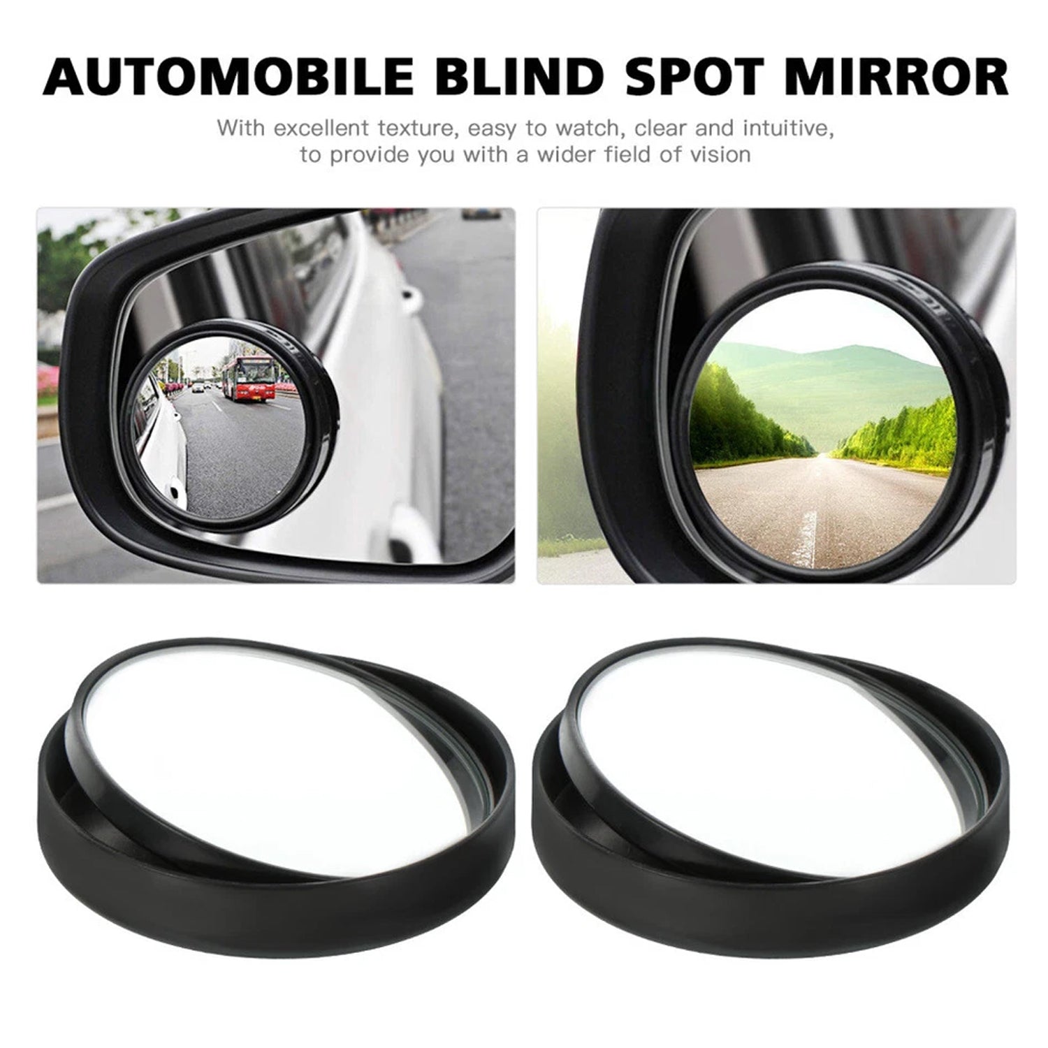 Car Blind Spot Convex Side Mirror Set - 2 Pc Wide Angle Safety