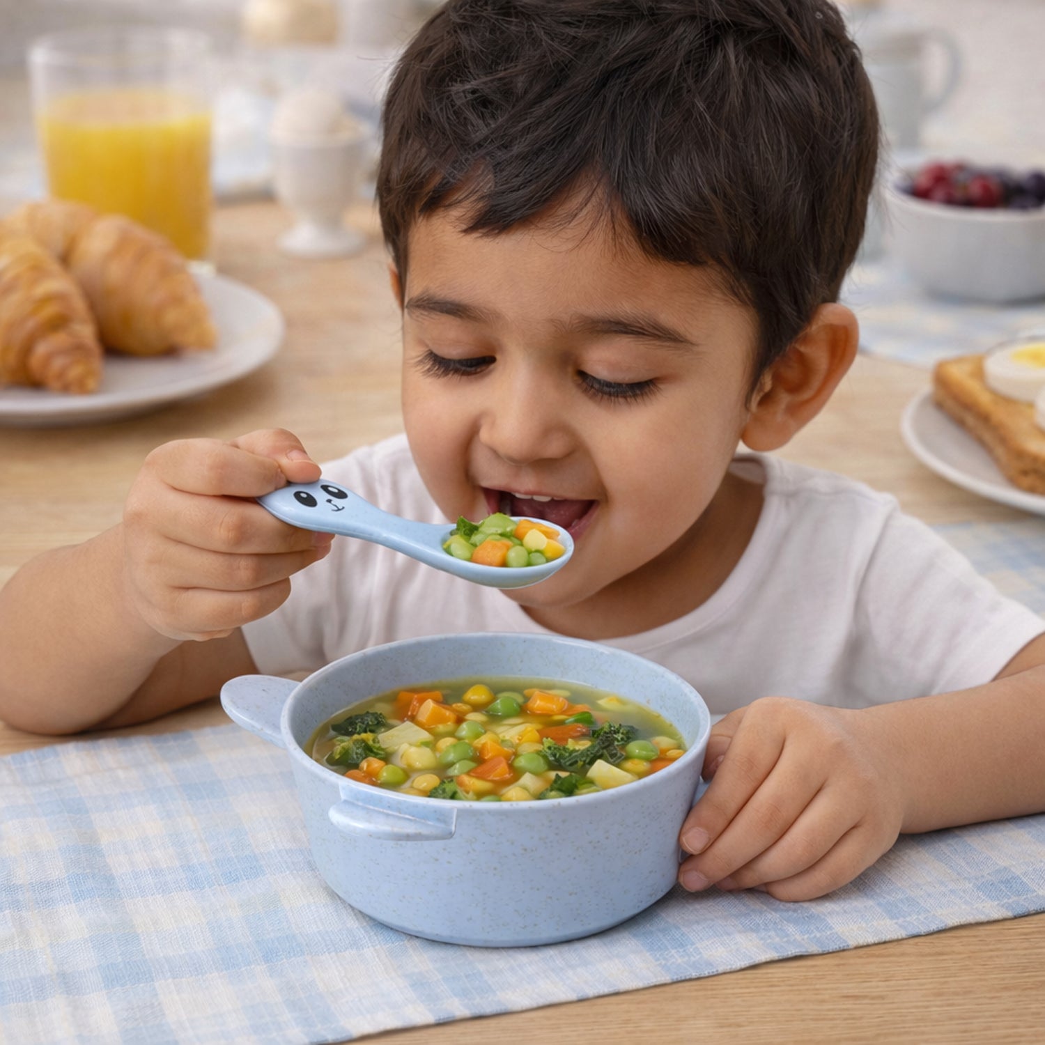 Wheat Straw Kids Soup Bowl with Matching Spoon (240ML, 1 Set )