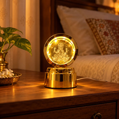 Ganpati Bapa 3D Crystal Ball LED Night Light – Divine Spiritual Glow