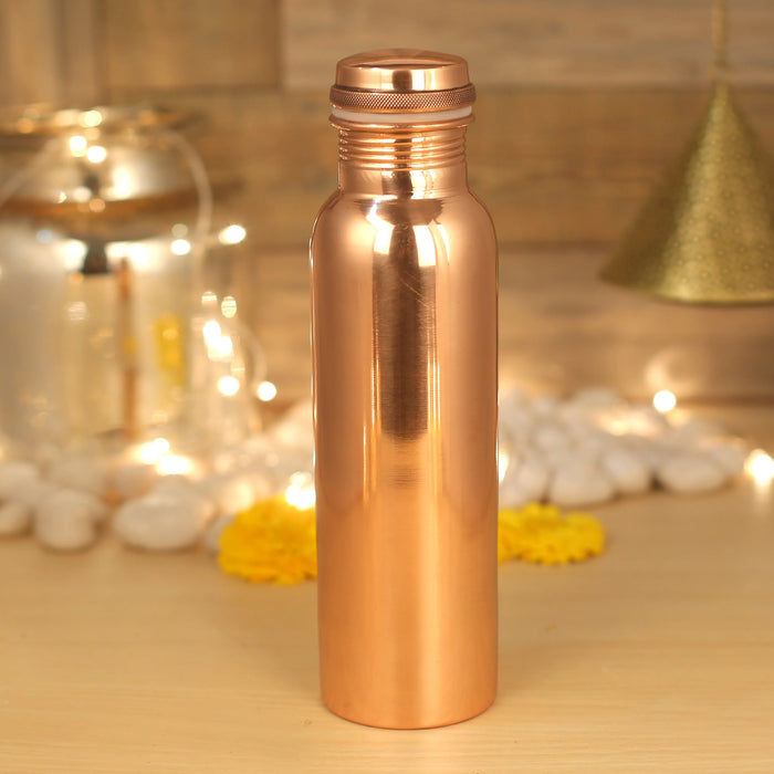 Copper Water Bottle 2 Glasses with Gift Box (3 Pcs Set)