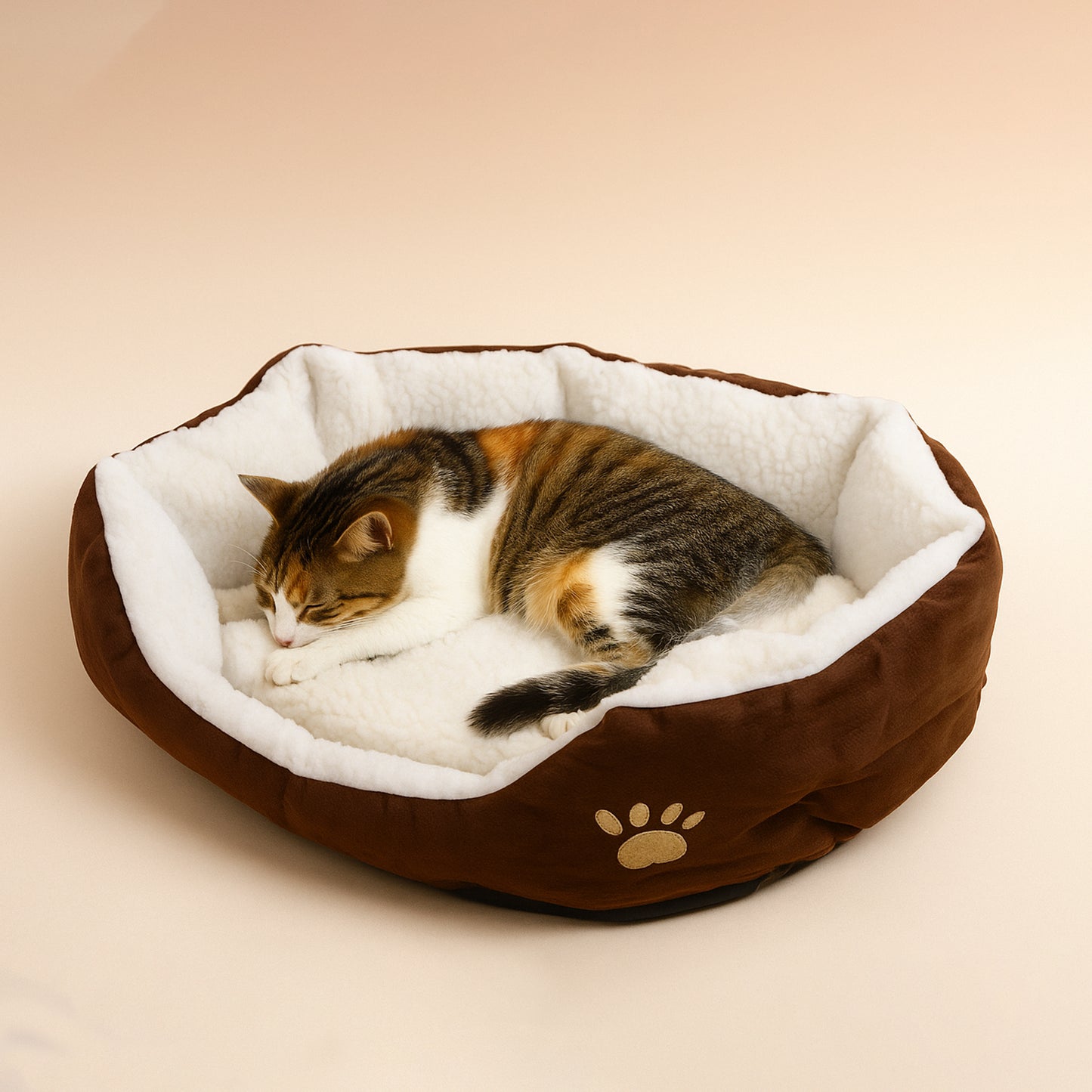 Luxury Soft Plush Round Pet Bed for Cats and Small Dogs (1 Pc)