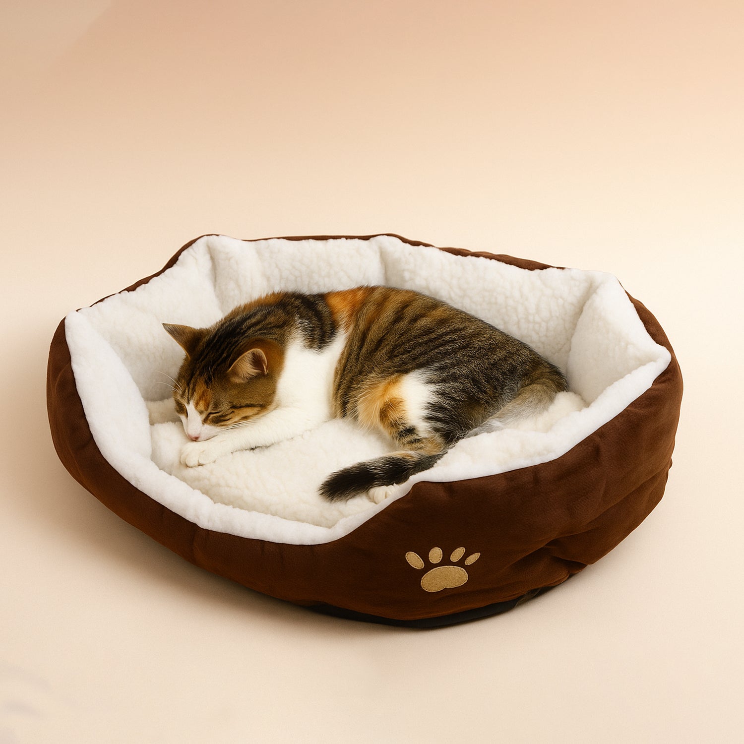 Luxury Soft Plush Round Pet Bed for Cats and Small Dogs (1 Pc)