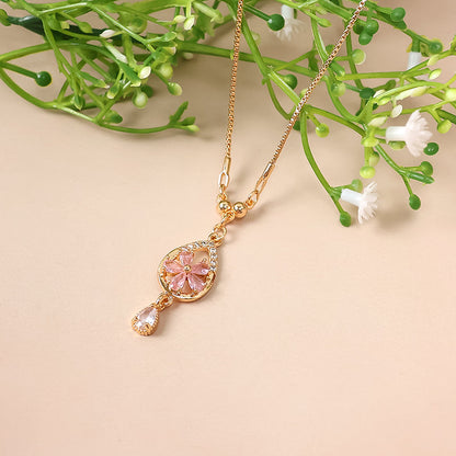 Elegant Pink Flower Pendant Necklace for Women