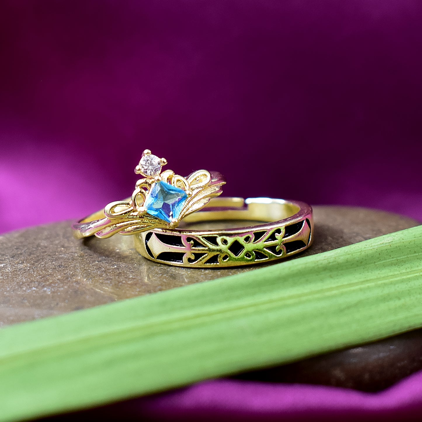 Elegant Gold-Tone Ring Set for Couples