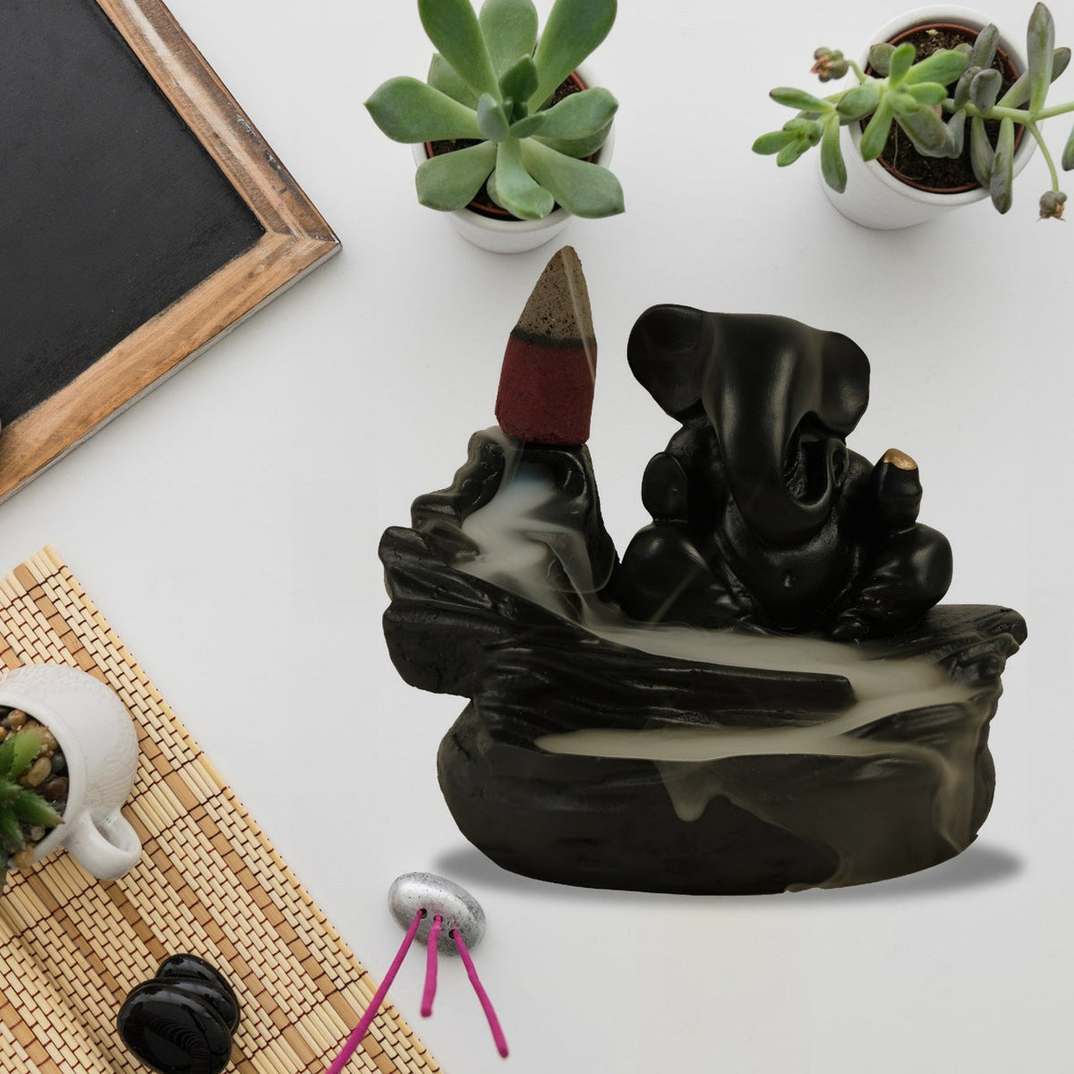 Divine Ganesha Backflow Fountain & Auspicious Puja Thali Gift Set