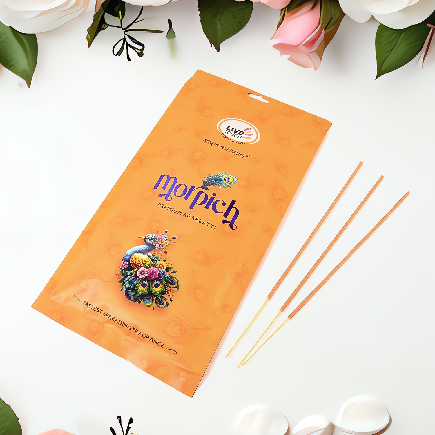 Pure Woods Natural Incense Sticks Natural Fragrance for Puja (100gm Pkt)