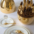 Golden Cutlery Set – 24-Pc with Oval Stand | Serve Stellar