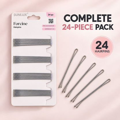 Metal Hair Pins with Rounded Tips for Everyday Bun and Updo Hair Styling (24 Pc)