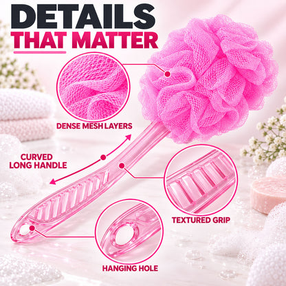 Long Handle Back Scrubber for Bathroom Shower, Body Loofah Brush 45 Cm (1 Pc)