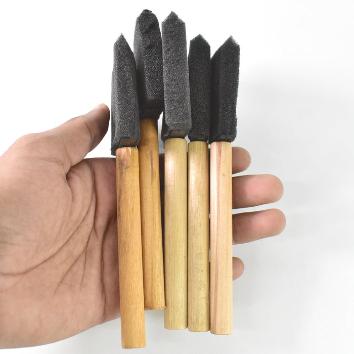 Multipurpose Sponge Brushes for Painting with Wooden Handles (5 Pcs Set)