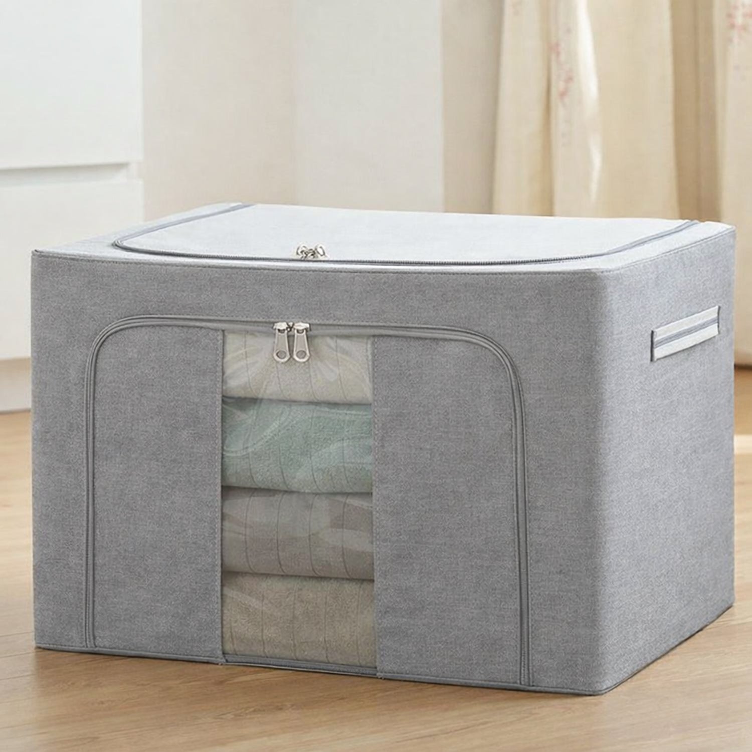 Foldable Steel Frame Clothes Storage Organizer Bag 60x43x32cm (Mix Color)