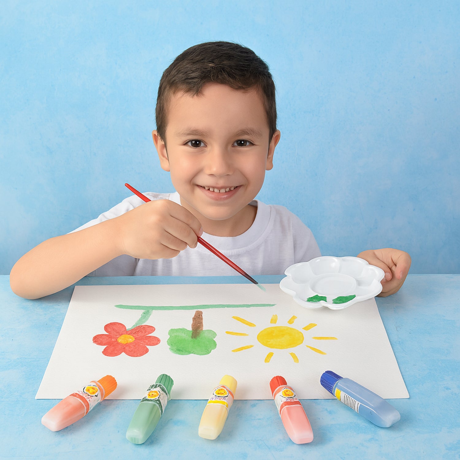 Watercolor Paint Set with 8 Vibrant Colors, Brushes, and Palette