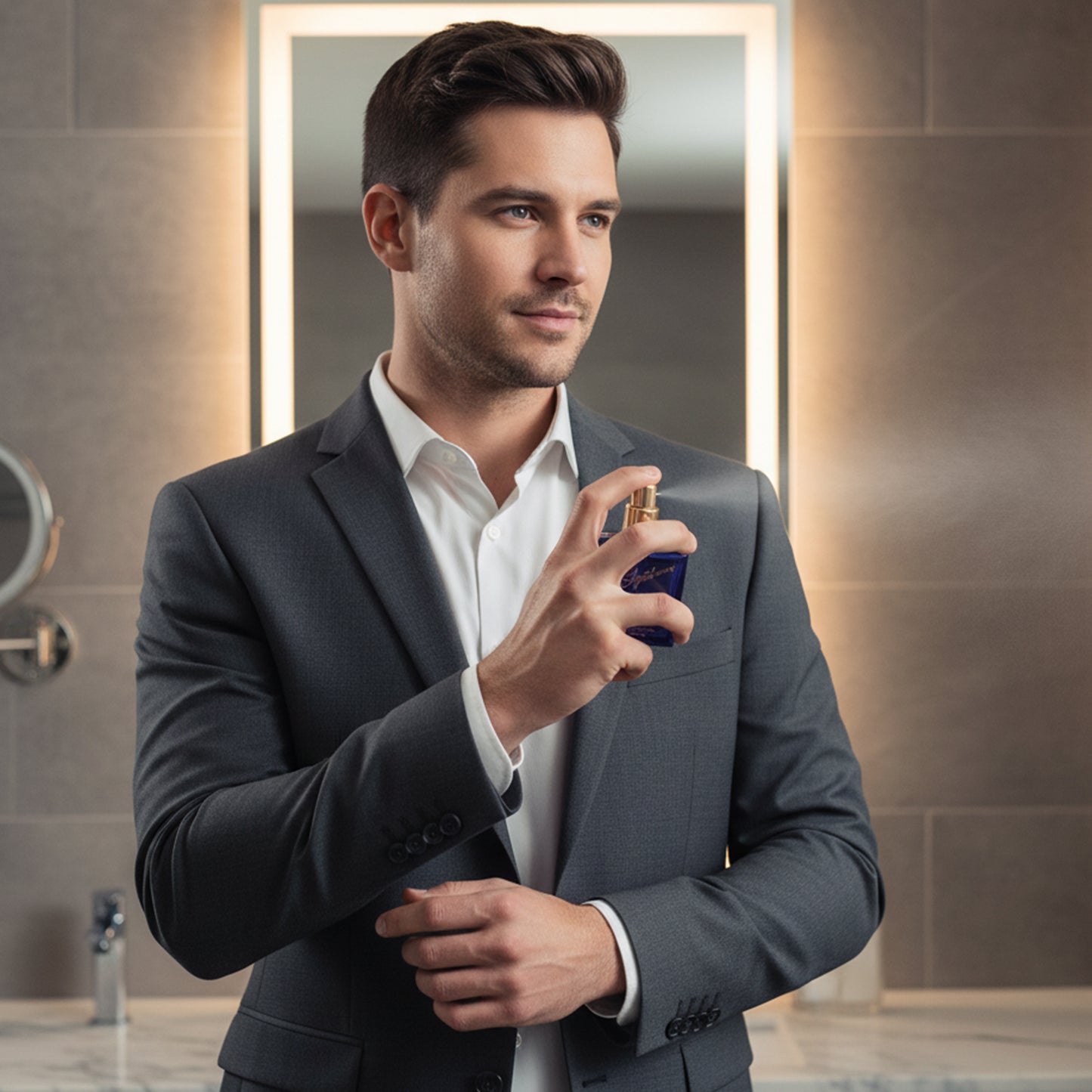 elegant blue perfume bottle for men