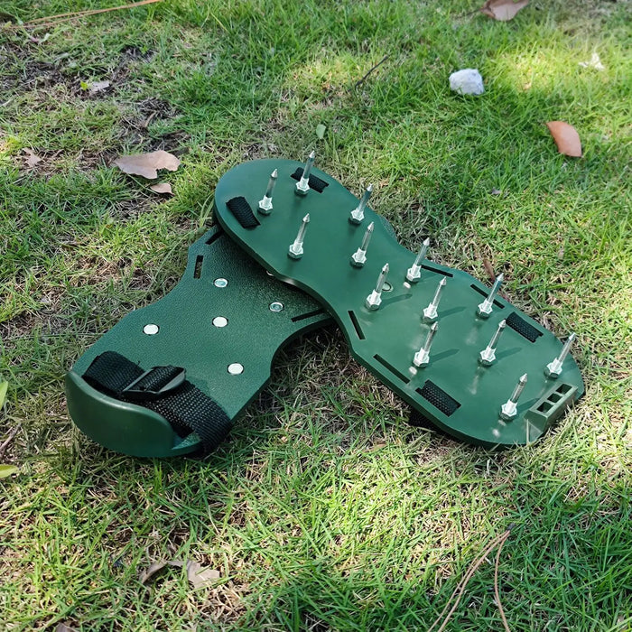 8502 Lawn Aerator Sandals, Garden Grass Aerator Spiked Sandals Green Studded Shoes for Yard Patio Garden Excavation