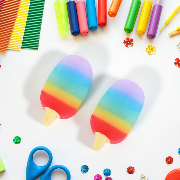 Jelly Popsicle Shape Fancy &amp; Stylish Erasers, Mini Eraser Creative Cute Novelty Eraser for Children Eraser Set for Return Gift, Birthday Party, School Prize (2 Pc Set| Mix Design)