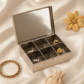 Stainless Steel Jewelry Organizer – 6-Compartment Storage Box
