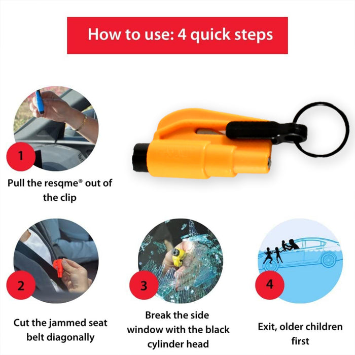 2 in 1 Emergency Safety Cutter with Key Chain, Small Portable Handy Emergency Safely Glass Breaking & Seat Belt Cutting Keychain Tool