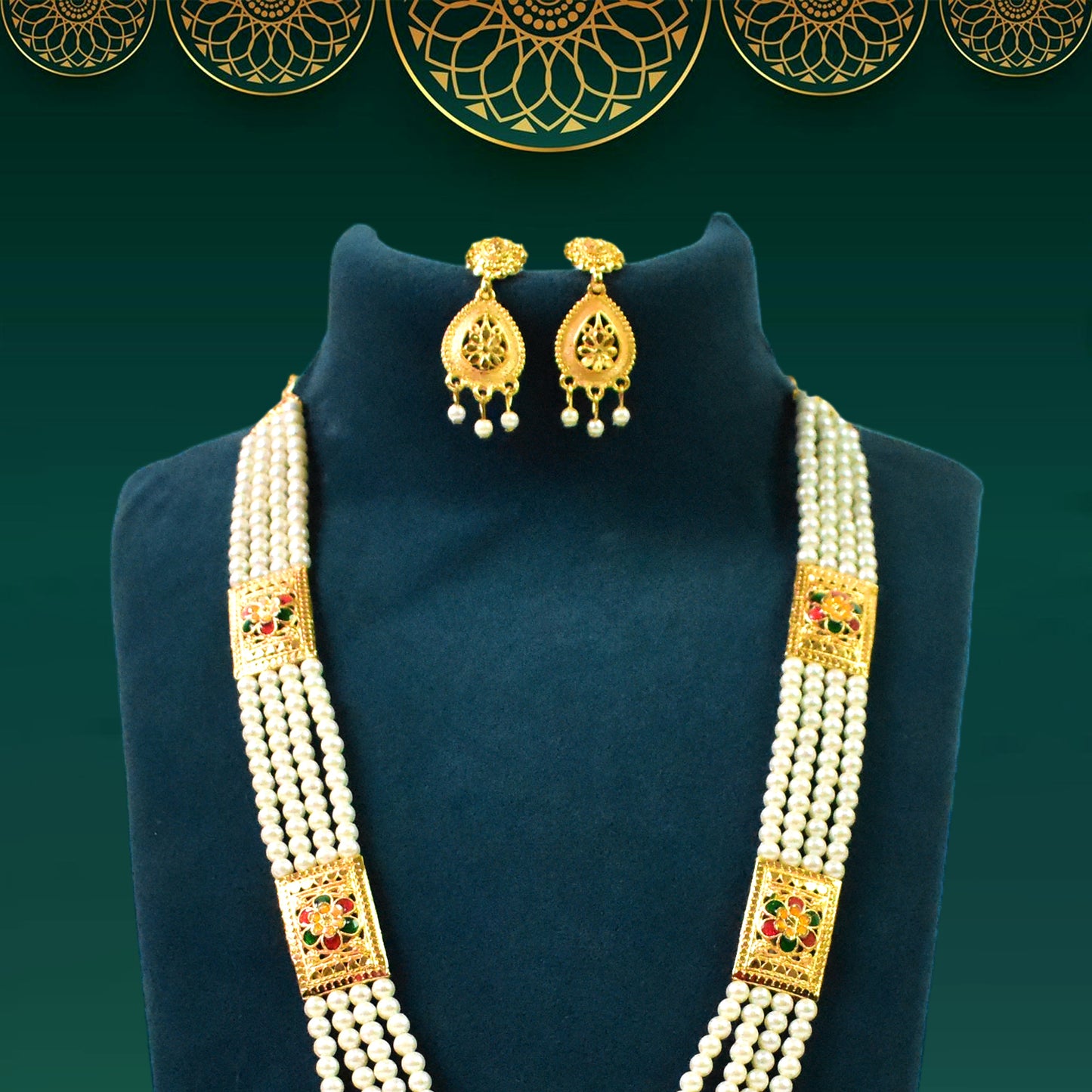 Timeless Moti Necklace and Earring Set - Pure Pearl Perfection