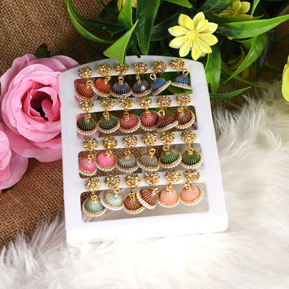 Multicolour earrings jhumkas (12 Pair Set)