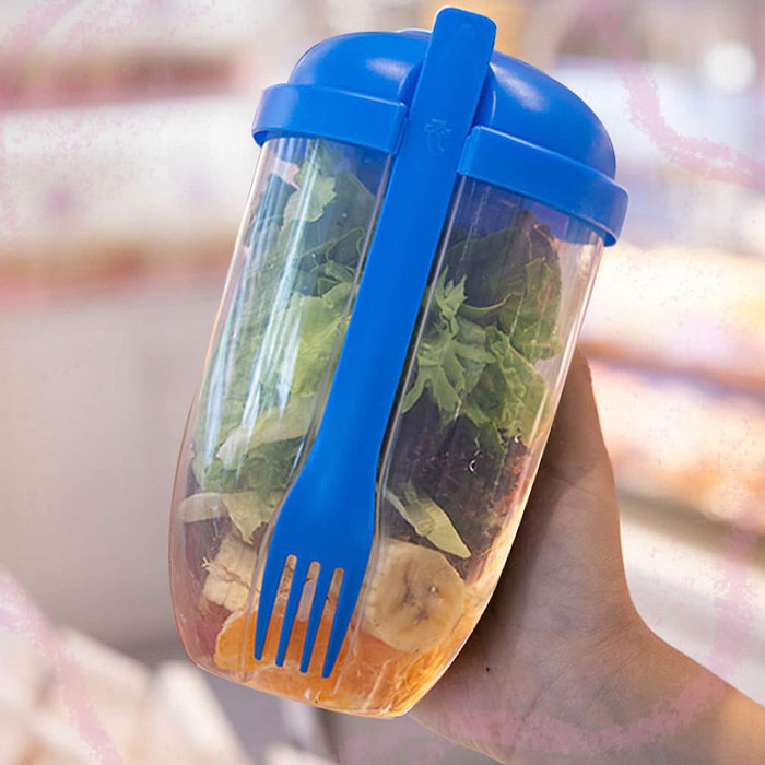 1000ml Fresh Salad Cup Salad Meal Shaker Cup Portable Fruit and Vegetable  Salad White 