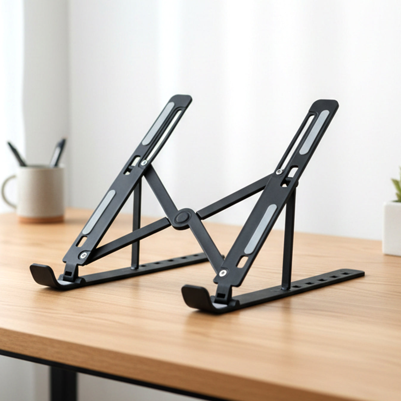 Adjustable Laptop Stand | Ergonomic Foldable Laptop Holder for 10–17 Inch Laptops, Portable Aluminum Desktop Stand with Adjustable Height & Viewing Angle for Home, Office & Travel - Silver - Image 3