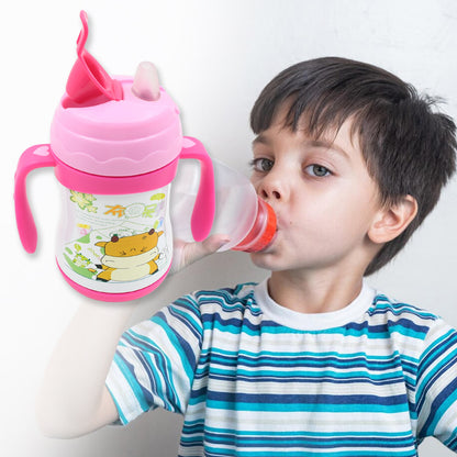 Vacuum Stainless Steel Water Bottle With Carry Handle & Straw Fridge Water Bottle Double Wall, Leak Proof, Rust Proof, Cold &amp; Hot | Leak Proof | Office Bottle | Gym | Home | Kitchen | Hiking | Trekking | Travel Bottle, Tumbler (280 ML)